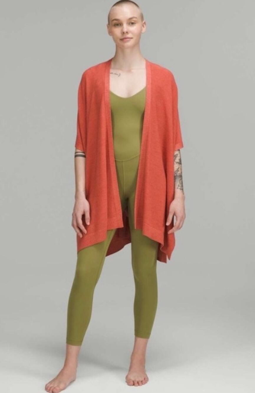 Lululemon Merino Wool Short Sleeve Wrap Heathered Red Rock size M/L MSRP $148